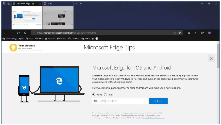 Microsoft Edge dark theme on version 1803